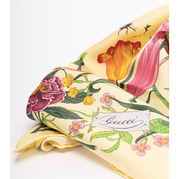NEW GUCCI FLORA FLORAL SILK SCARF HEAD WRAP NWT! - Picture 3 of 15